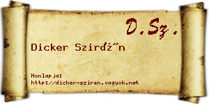 Dicker Szirén névjegykártya